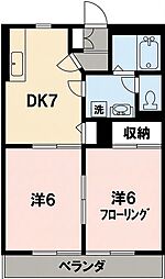 ディア柴田ガーデン 2DKの間取図画像