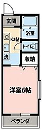 サンドゥエール日吉C 1Kの間取図画像