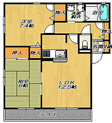 メゾンボヌール 2LDKの間取図画像
