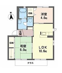 グッドウィル住道 2LDKの間取図画像