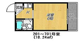 新深江大石パレス 1Kの間取図画像