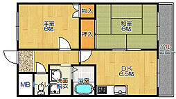 アンジュドール兼光 2DKの間取図画像