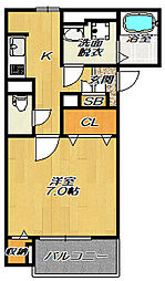 JR片町線(学研都市線) 住道駅 徒歩7分の賃貸アパート 2階1Kの間取り
