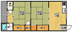 北田ハイツ 2DKの間取図画像
