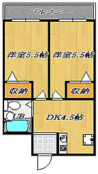 エステートタケモリ 2DKの間取図画像
