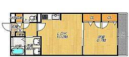 メゾンリヴィエール 1LDKの間取図画像