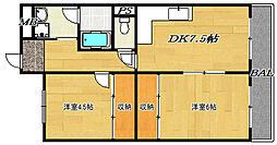 ピュアネスDOI 2DKの間取図画像
