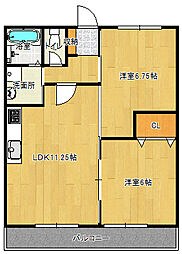 マノアクレール 2LDKの間取図画像