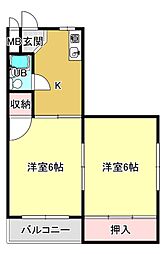 プレアール太子田 2Kの間取図画像