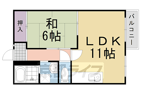 ウエストヒルＢ棟 203｜京都府長岡京市今里3丁目(賃貸アパート1LDK・2階・40.78㎡)の写真 その2