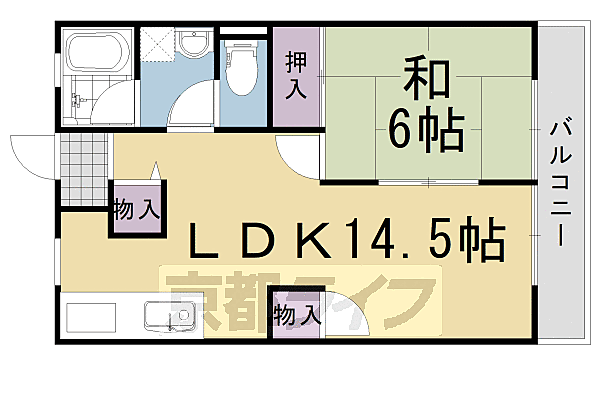 ウエストヒルパートII 202｜京都府長岡京市今里3丁目(賃貸アパート1LDK・2階・47.20㎡)の写真 その2