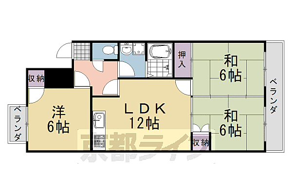 シベール桂泉 301｜京都府京都市西京区牛ヶ瀬奥ノ防町(賃貸マンション3LDK・3階・59.94㎡)の写真 その2