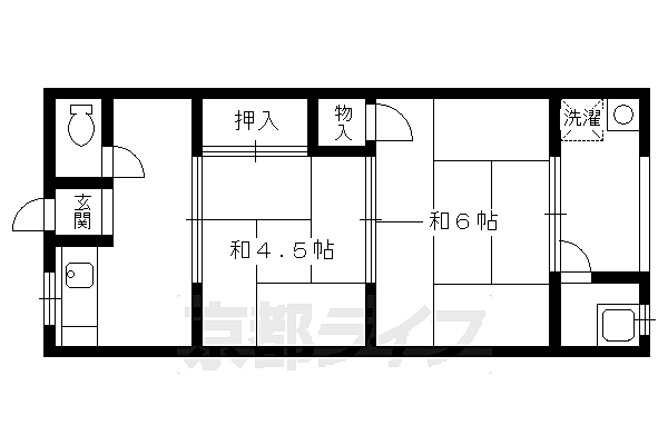 柳本荘 2-9｜京都府向日市寺戸町南垣内(賃貸アパート2K・2階・28.74㎡)の写真 その2