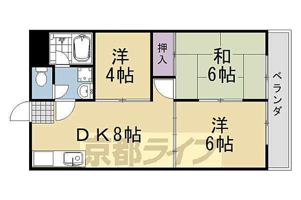 セジュールＧＡＩＡ 204｜京都府京都市西京区下津林東大般若町(賃貸マンション3DK・2階・51.14㎡)の写真 その2