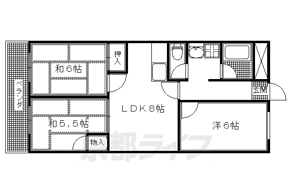 京都府京都市伏見区深草西浦町3丁目(賃貸マンション3LDK・3階・53.24㎡)の写真 その2