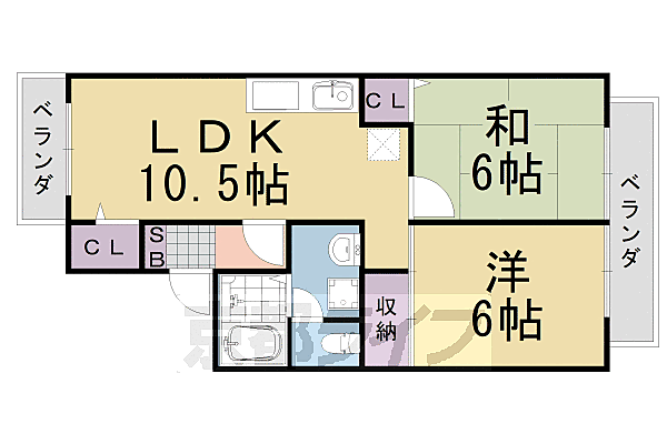 セジュールＨＡＲＵＫＡ 205｜京都府京都市西京区牛ヶ瀬新田泓町(賃貸アパート2LDK・2階・50.00㎡)の写真 その2