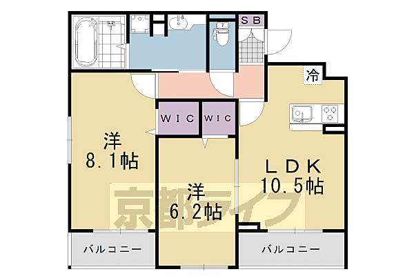 ハレレア 206｜京都府京都市伏見区羽束師菱川町(賃貸アパート2LDK・2階・59.24㎡)の写真 その2