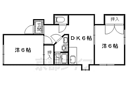 京阪本線 伏見稲荷駅 徒歩5分の賃貸アパート 2階2DKの間取り