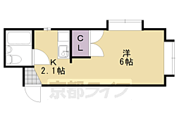 阪急京都本線 桂駅 徒歩18分の賃貸マンション 1階ワンルームの間取り