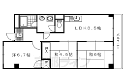 阪急京都本線 桂駅 徒歩5分の賃貸マンション 4階3DKの間取り