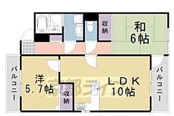 JR山陰本線 園部駅 徒歩21分の賃貸マンション 3階2LDKの間取り