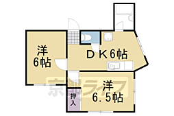 阪急嵐山線 上桂駅 徒歩10分の賃貸マンション 1階2Kの間取り
