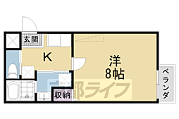 京都市営烏丸線 十条駅 徒歩2分の賃貸マンション 3階1Kの間取り