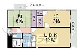 阪急京都本線 桂駅 徒歩21分の賃貸マンション 1階2LDKの間取り