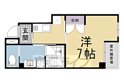 京都市営烏丸線 九条駅 徒歩5分の賃貸マンション 2階1Kの間取り