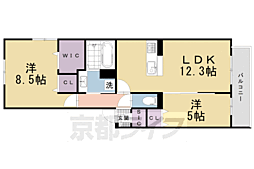 アトレーユ長岡京 1階2LDKの間取り