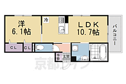 京阪宇治線 六地蔵駅 徒歩4分の賃貸アパート 2階1LDKの間取り