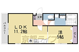 近鉄京都線 竹田駅 徒歩11分の賃貸アパート 1階1LDKの間取り
