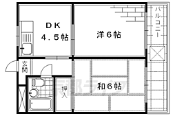 京阪本線 伏見桃山駅 徒歩30分の賃貸マンション 3階2DKの間取り