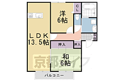 JR山陰本線 園部駅 徒歩37分の賃貸アパート 2階2LDKの間取り