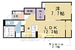 JR山陰本線 園部駅 徒歩24分の賃貸アパート 1階1LDKの間取り