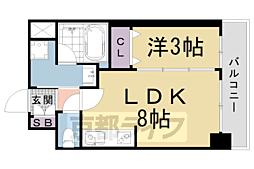 JR東海道・山陽本線 西大路駅 徒歩5分の賃貸マンション 2階1LDKの間取り