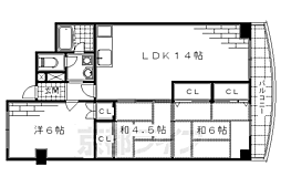 近鉄京都線 伏見駅 徒歩3分の賃貸マンション 11階3LDKの間取り