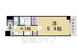 阪急嵐山線 上桂駅 徒歩9分の賃貸マンション 5階1Kの間取り