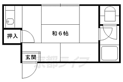 京阪宇治線 観月橋駅 徒歩12分の賃貸アパート 2階1Kの間取り