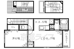 JR奈良線 JR藤森駅 徒歩6分の賃貸アパート 3階1LDKの間取り