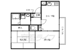 京都地下鉄東西線 石田駅 徒歩5分の賃貸アパート 2階2DKの間取り