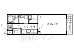 京都地下鉄東西線 石田駅 徒歩5分の賃貸マンション 3階1Kの間取り