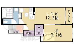 JR山陰本線 八木駅 徒歩3分の賃貸アパート 1階1LDKの間取り