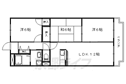 京都地下鉄東西線 醍醐駅 徒歩8分の賃貸マンション 2階3LDKの間取り