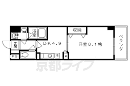 近鉄京都線 東寺駅 徒歩14分の賃貸マンション 2階1DKの間取り