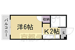 京都市営烏丸線 くいな橋駅 徒歩7分の賃貸マンション 3階1Kの間取り