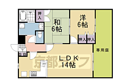 阪急京都本線 桂駅 徒歩13分の賃貸マンション 1階2LDKの間取り