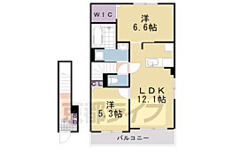 JR山陰本線 八木駅 徒歩9分の賃貸アパート 2階2LDKの間取り