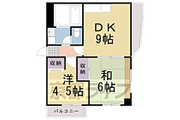 JR山陰本線 馬堀駅 徒歩5分の賃貸マンション 2階2DKの間取り