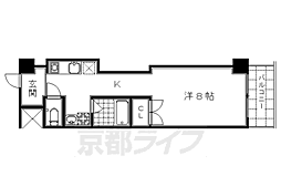 JR東海道・山陽本線 京都駅 徒歩1分の賃貸マンション 2階1Kの間取り